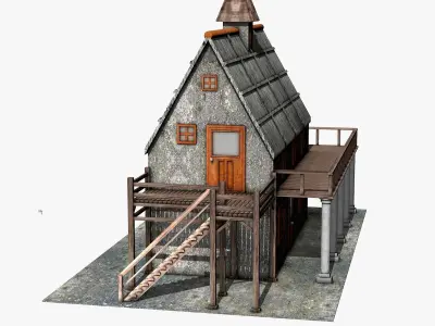 Two Floor Stone House 3D model