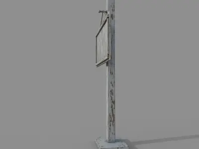 Wooden PBR White Signpost Low-poly 3D model