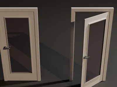 Door with window Low-poly 3D model