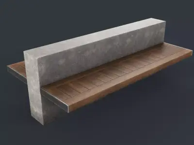 Modern Outdoor Bench 41 PBR Game Ready Low-poly 3D model