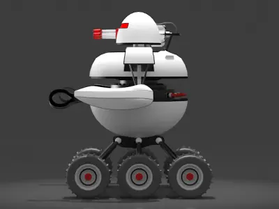 Robot on wheels with gun 3D model