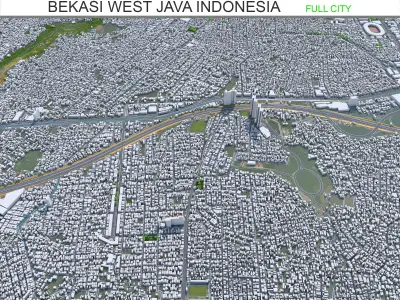 Bekasi West Java Indonesia 20km AI Low-poly 3D model