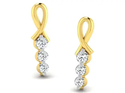 Gold Diamond Women Earring 3D print Model 3D print model 84