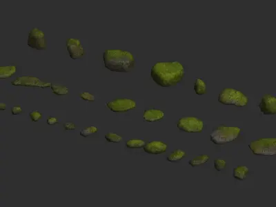Assorted Rocks - Moss Low-poly 3D model