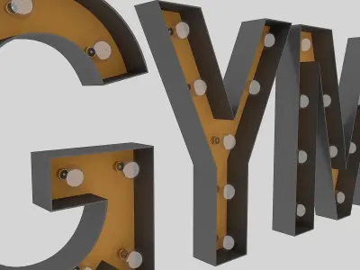 Gym Sign With Bulb 3D model