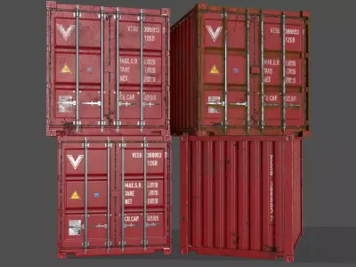PBR 10 ft Storage Container - Red Low-poly 3D model