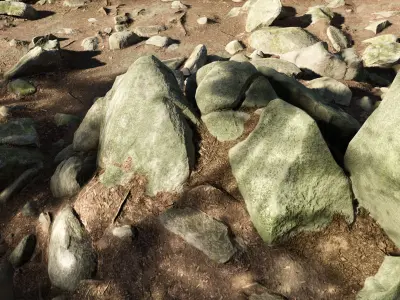 Round Forest Rocks Pack Low-poly 3D model