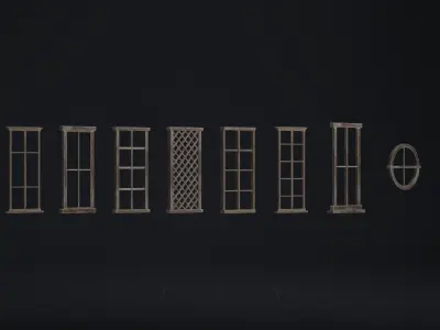 Wooden Windows Pack 01 Low-poly 3D model