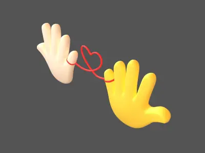 Hand with Red Line Icon v1 012 Low-poly 3D model