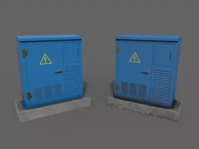 PBR Electric Box Blue Low-poly 3D model