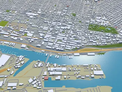 Tacoma Washington USA 50km Low-poly 3D model