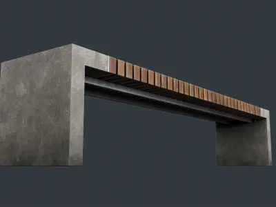 Modern Outdoor Bench 44 PBR Game Ready Low-poly 3D model