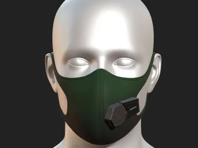 Gas mask fabric futuristic technology  Low-poly 3D model
