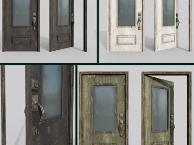 Door Low Poly Damaged  Low-poly 3D model