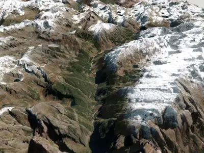 Mountain landscape Khakaborazi National Park 3D model