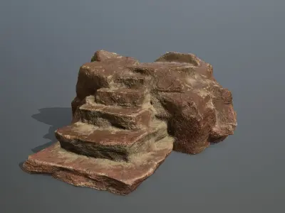 Altar Set rock steps Low-poly 3D model