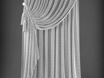 Curtain with drapes Low-poly 3D model 3