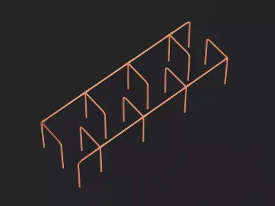 Outdoor Calisthenics Rig Labyrinth Orange Low-poly 3D model