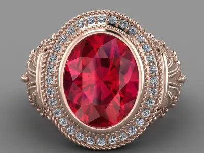 Rose Gold Women Diamond Ring 3D print model 3D print model 70