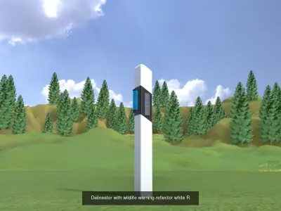 Delineators with wildlife warning reflector 3D Model Pack