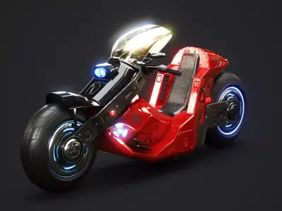 Futuristic Cyberpunk Motorcycle Sci-Fi Bike Neon City  Low-poly 3D model