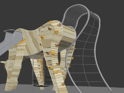 wooden horse Kids playground 3D model