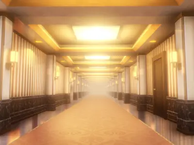 Anime Style Corridor Low-poly 3D model
