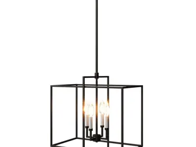 Noa 4-Light Pendant Matte Black with Aged Brass Free 3D model