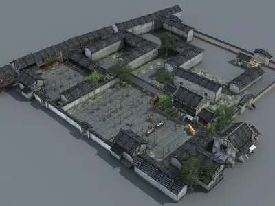 Old Courtyard Low-poly 3D model