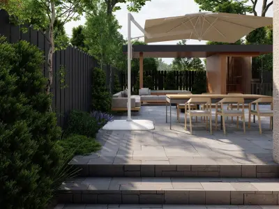 Garden Landscape 3D Model - SketchUp and Lumion Scene 3D model 3D model