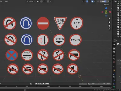 Road sign or Traffic sign 3D icon flat design collection no 2 Low-poly 3D model