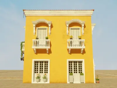 SOUTH AMERICAN BUILDING 005 Low-poly 3D model