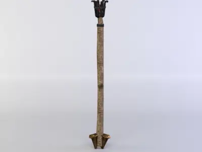 Torch wooden stick with two handles Low-poly 3D model