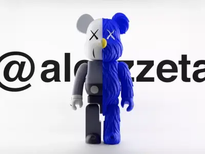 Kaws Companion BFF BearBrick Split Edition Textured 3D model