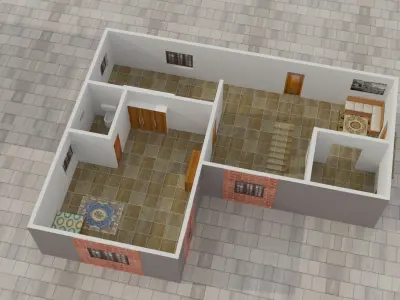 LOW POLY BUILDING 2 two story house Low-poly 3D model