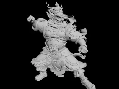China Zhong Kui Warrior  Heavenly King Yasha Door God 3D model