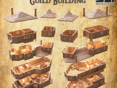 Adventurer Guild Building Tabletop Terrain 28 MM 3D print model