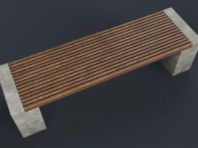 Modern Outdoor Bench 24 PBR Game Ready Low-poly 3D model