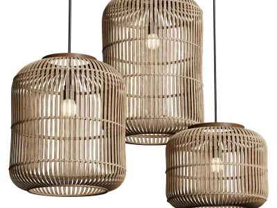 Natural Rattan Hanging Lamp file Low-poly 3D model