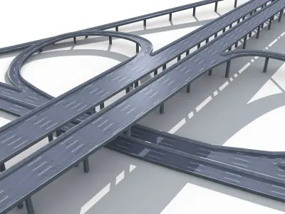 Highway Road Viaduct Flyover-06 3D model