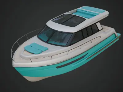Cabin Cruiser in a Vibrant Turquoise Color 3D model
