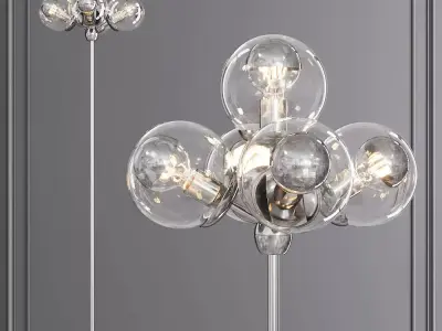 Modo Floor Lamp 5 Globes Polished Nickel and Clear Glass 3D model