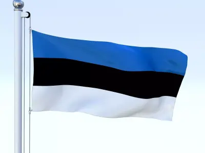 Animated Estonia Flag Low-poly 3D model