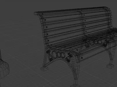 Bench and Lamp 3D model