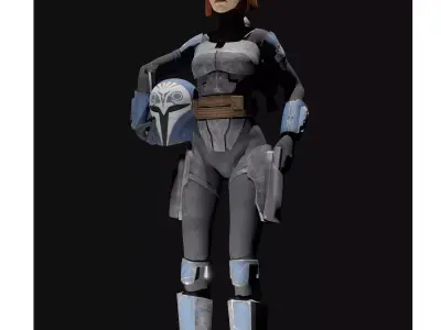 Space Bounty Hunter Cartoon 3D print model