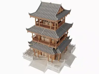Japan Pagoda Pavilion Tower 3D model
