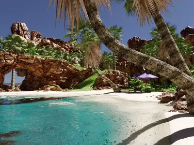 Tropical Beach Scene 3D model