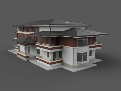 Apartment Building Game Ready Low-poly 3D model