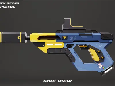 IMESH-SCIFI PISTOL Low-poly 3D model