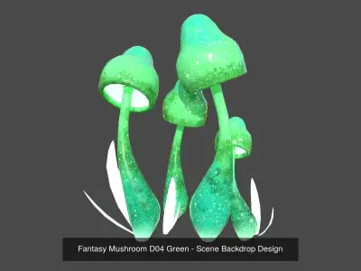 10 Fantasy Mushroom D Collection - Scene Backdrop Design 3D Model Pack